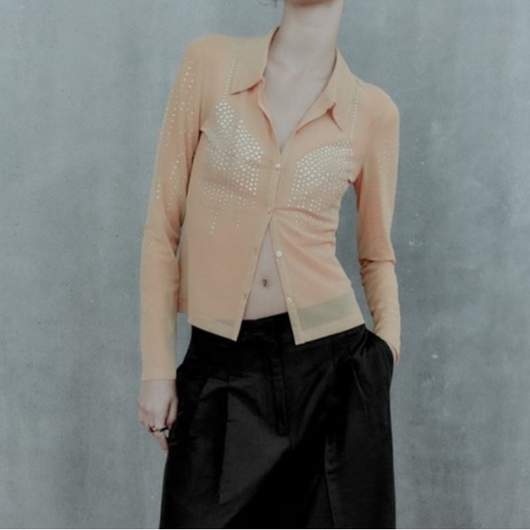 Zara nude mesh top w jewels - Picture 4 of 8